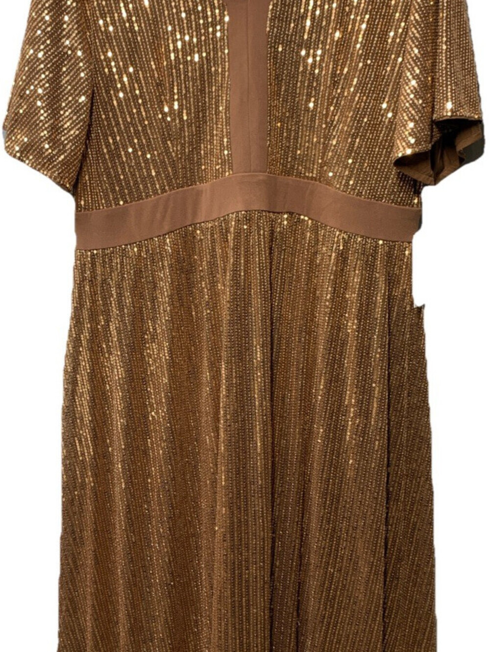 GRACE KARIN Women's Sequin V Neck Ruffle Short Sleeve Empire Waist Size 2XL